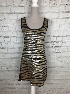 quiz black gold sequin dress