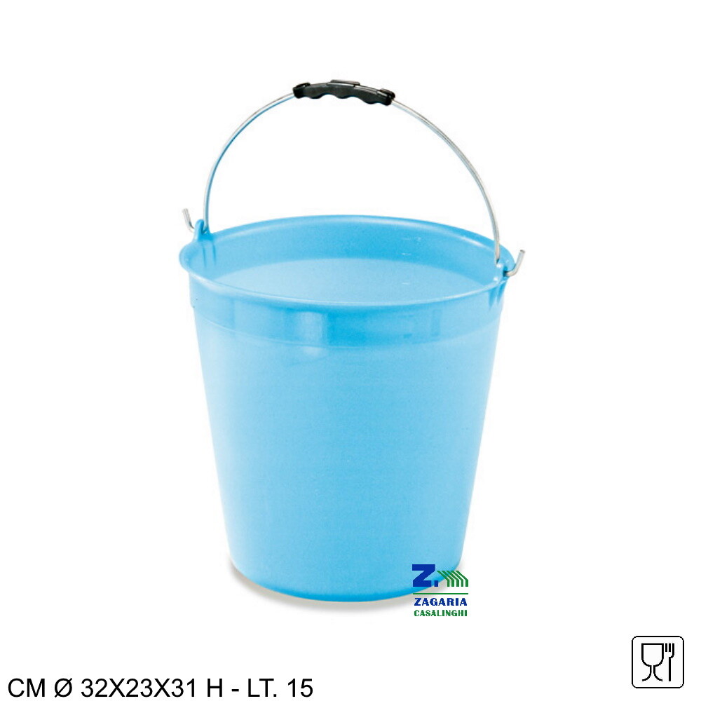 SECCHIO ADDA 15 LT IN PLASTICA PER ALIMENTI COLORE AZZURRO MANICO ZINCATO