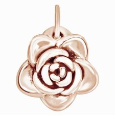 Fashion Blooming Rose 14K Rose Gold Plated Silver Pendant Necklace For Women's