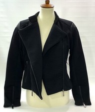 Stories By Kelly Osbourne Faux Leather Ribbed Quilted Moto Jacket Size Small