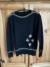 True Vintage Sweater Boatneck , Card Symbols . VLV Car Show . 1950s . 60s. 70s.