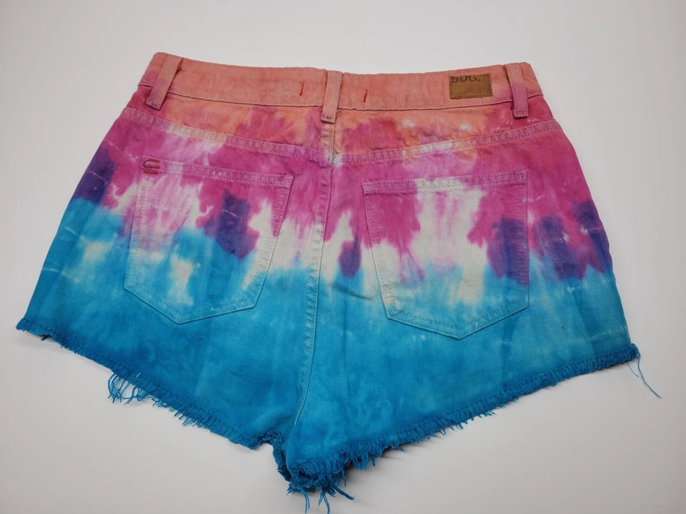 Pantalones Cortos BDG Urban Outfitters Para Mujer 31 Arco Iris Tie Dye Distressed Y2K Festival Foto 2 de 4