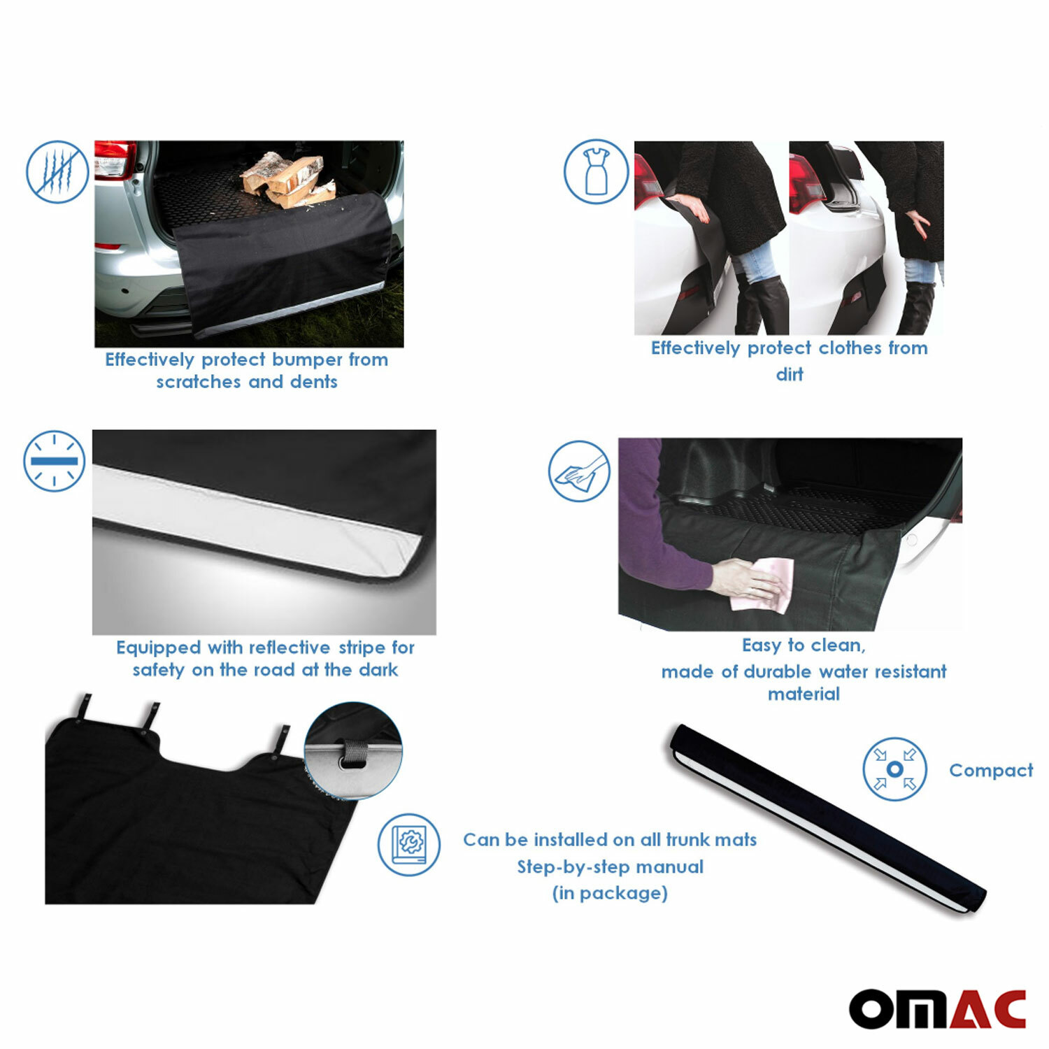 Rear Bumper Protector Mat Fabric Trunk Pet Cargo Liner For Hatchback ...