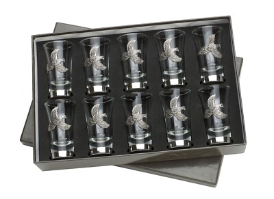 Boxed Set 10 Peg Finder Fasan / Rebhuhn / Auerhuhn Spiel Schießen Schnapsgläser