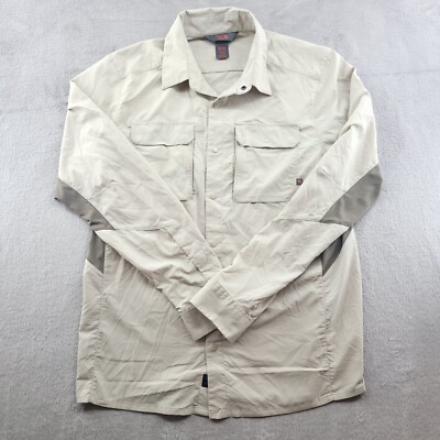 Mountain Hardwear Button Down Shirt Mens Medium Beige Snap