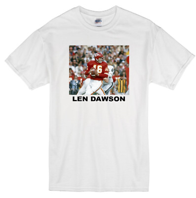 LEN DAWSON KANSAS CITY CHIEFS QUARTERBACK FOOTBALL WHITE T-SHIRT JERSEY 