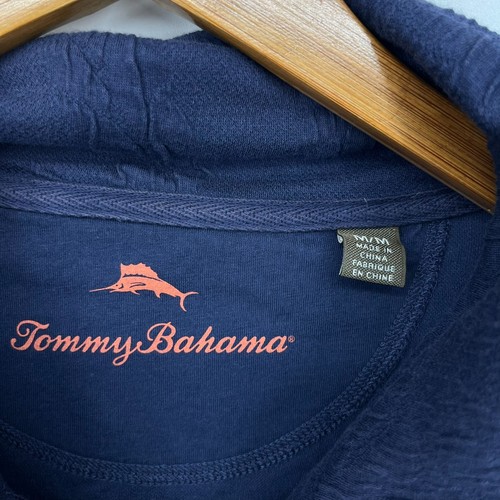 Tommy Bahama Full Zip Sweatshirt Women's Size M Navy Blue High Neck Drawstring - Picture 4 of 8