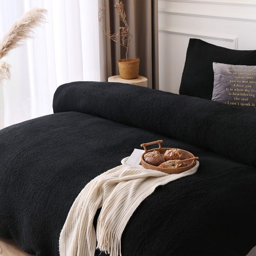 Teddy Bear Fleece Duvet Cover Set Thermal Warm Super Soft Cozy With Pillowcases - Picture 8 of 26