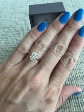 Oval Diamond Engagement Ring with Hidden Halo on Gold Band, 1.5 carats, size 5.5