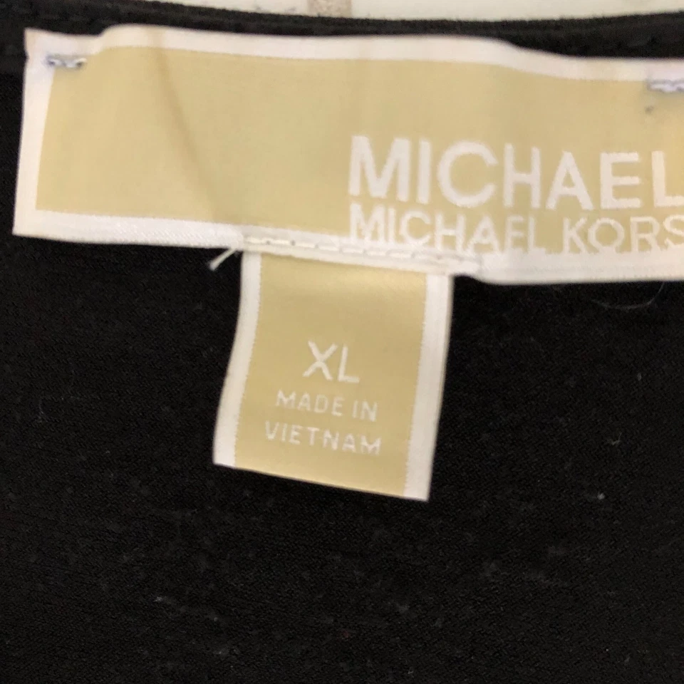 Vestido envolvente Michael Kors MK para mujer negro manga larga talla XL elástico asimétrico Foto 2 de 4