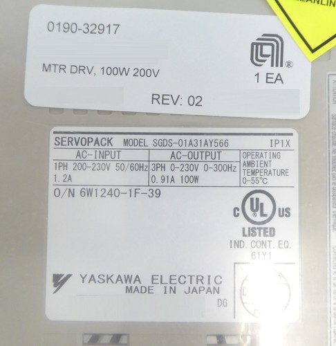 Yaskawa Electric SGDS-01A31AY566 Servo Drive SERVOPACK AMAT 0190-32917 New Spare - Picture 9 of 9