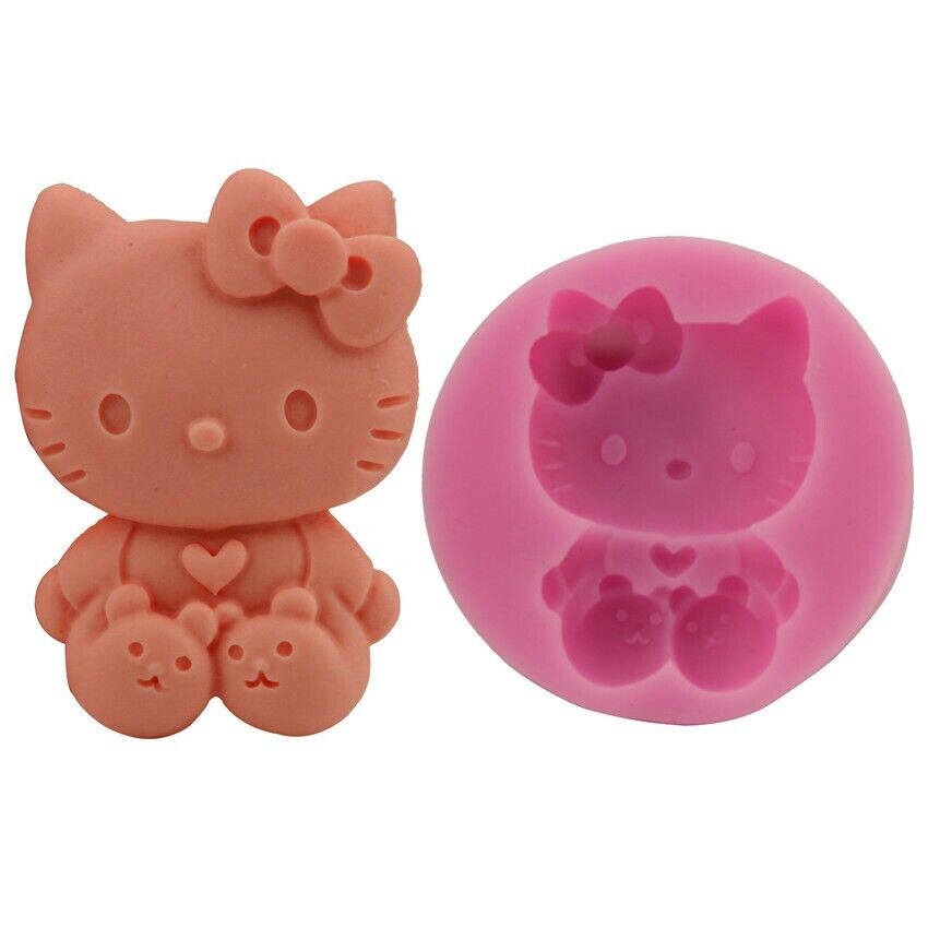 Silicone Cute Kitty Cat Fondant Chocolate Candle Soap Mould DIY