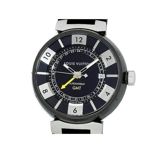 LOUIS VUITTON Watches Q121K Tambour Stainless Steel/Epi Leather Silver –