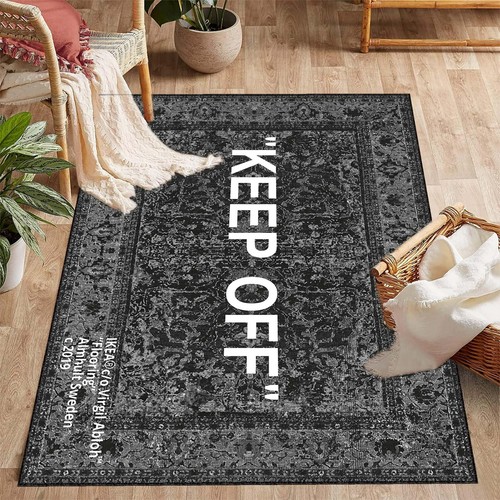 Keep Off Rug, Black and White Keep Off, Keep Off Decor Rug, Modern Art Rug - Picture 2 of 13
