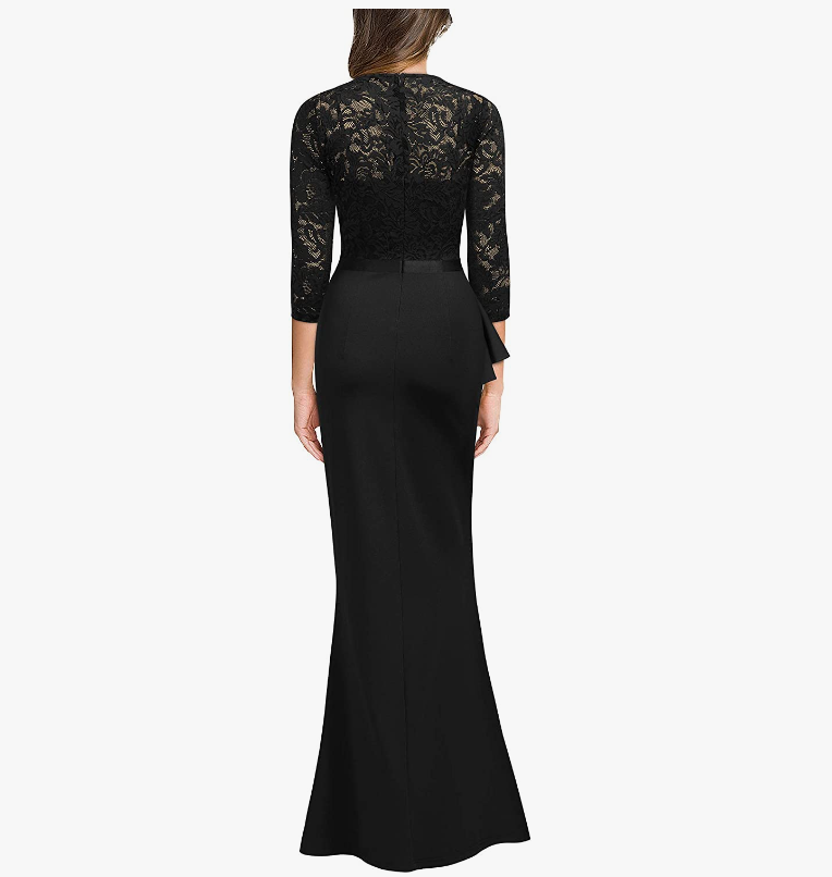 MISSMAY Vintage Floral Lace Ruffle Half Sleeve Evening Party Formal Long Dress eBay