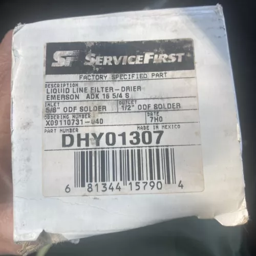 Service First Emerson DHY01307 Liquid Line Filter Drier 5/8"-1/2" ODF (23070)