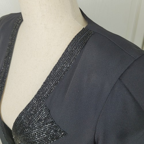 Vintage Jacke Damen 16 XL schwarz Zwillinge Nites eleganter Blazer Perlen 80er/90er Mantel - Bild 10 von 23