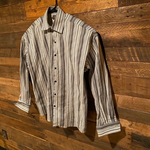 Monzini Vintage Men’s Made In US Long Sleeve Striped French Cuff Shirt Sz XXL - Picture 2 of 10