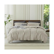 EVERLY 100 Pure Linen Duvet Cover Set Queen Size90X90Inch 3pcs 1 Duvet Cove...