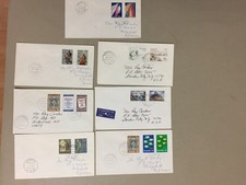Seven Iceland covers ,each one with set of two and three stamps