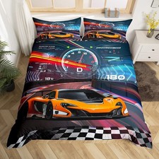 Race Car Bedding Set Boys Extreme Sports Duvet Cover Set for Kids Boys Cool C...