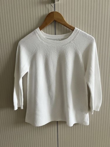 Women Jigsaw Sweater White Cotton S/M