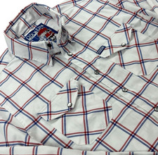 Dixxon Flannel Mens Cross Check Pearl Snap Shirt Medium White Check