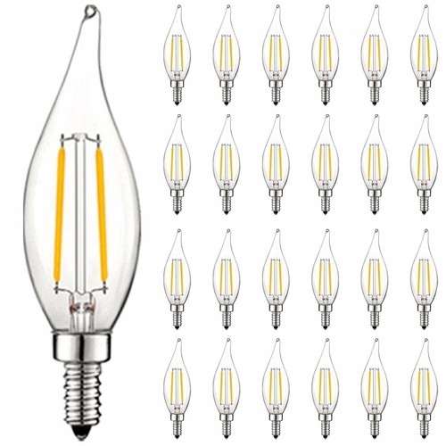 24x Luxrite 4W Vintage Candelabra LED Bulb Dimmable 2700K 400lm Warm White E12