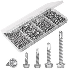 150Pcs Self Drilling Screws Assortment Kit, 410 Stainless Steel Self Tapping She
