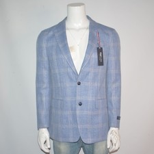 NWT TOMMY HILFIGER Flex Modern Fit Navy Plaid Two Button Sport Coat 36R