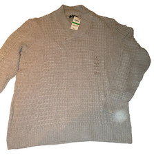 Alfani Mens Gray V-Neck Heavy Knit Pullover Sweater NWT  Size Large  8046