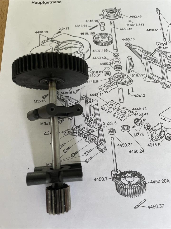 Graupner Uni Mechanik Welle Ritzel Zahnrad Freilauf 4450.7 4618.105 4448.11