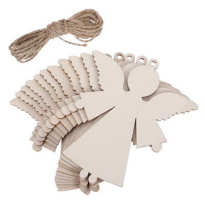 10 Pcs Weihnachtsengel-Holzspäne Unfertige Weihnachtsornamente Wooden Slices