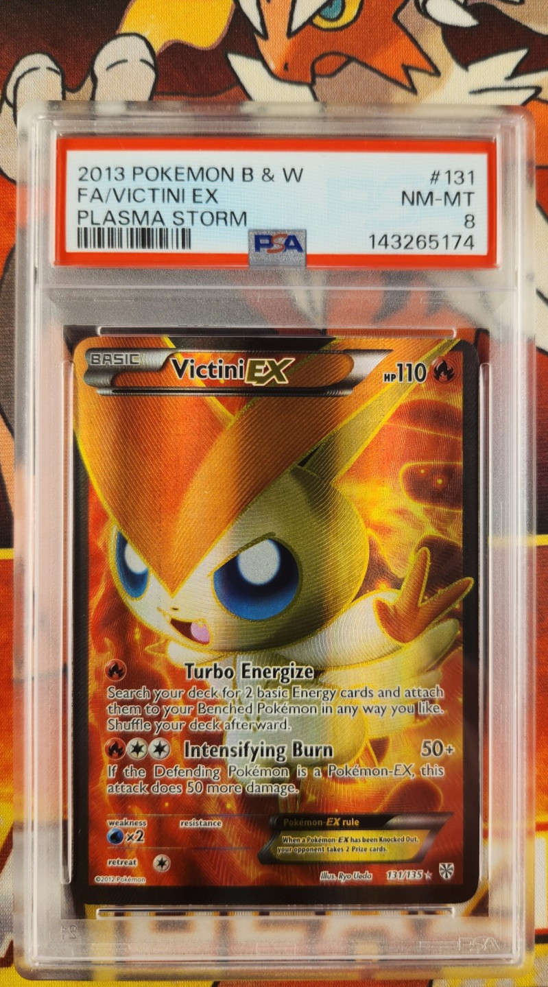 POKEMON 2013 B&W VICTINI EX (131 FULL ART) 131/135 PLASMA STORM HOLO PSA 8