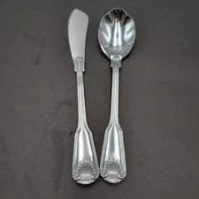 Towle London Shell Stainless Sugar Spoon & Master Butter Knife Set Vintage JAPAN