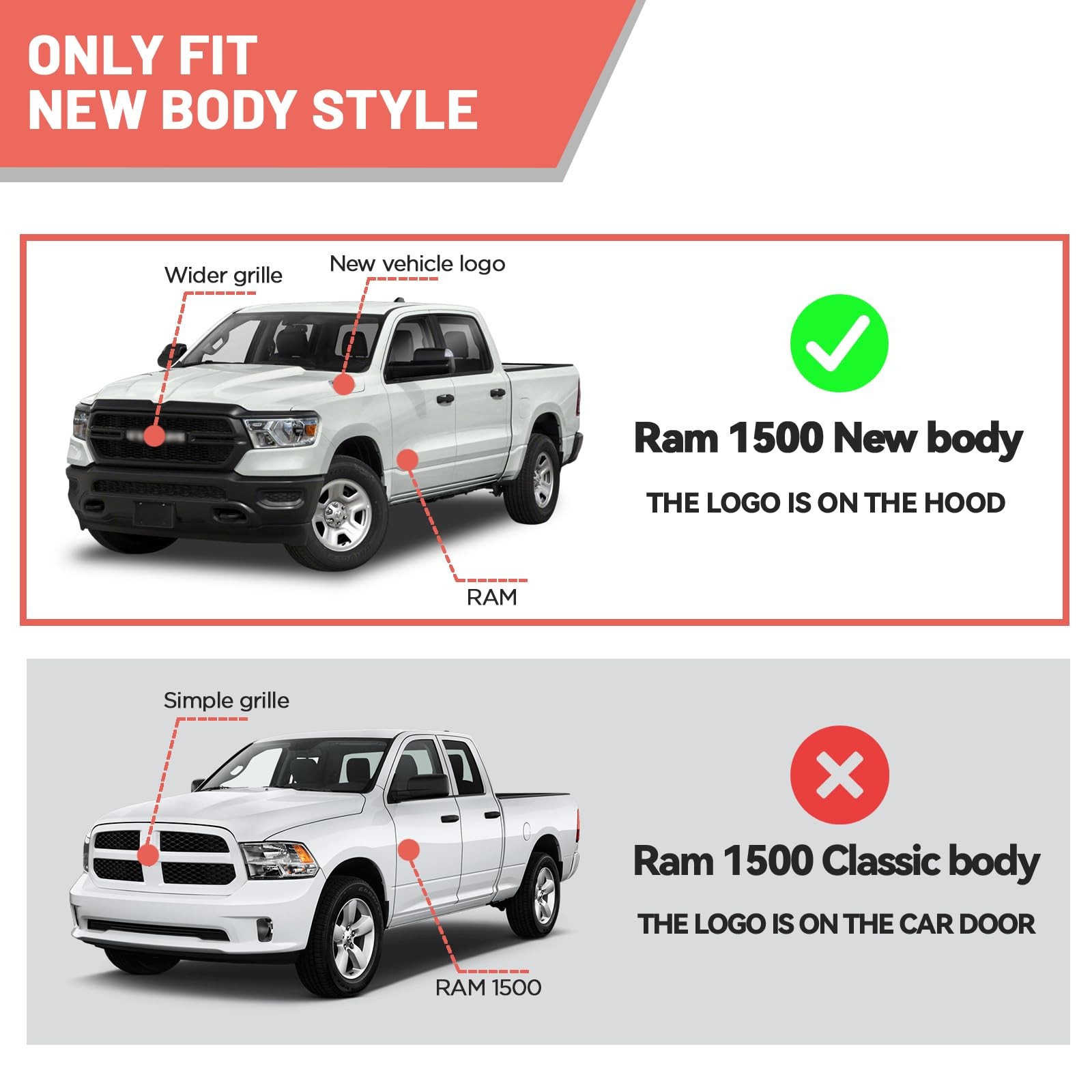 Soft Roll Up Truck Bed Tonneau Cover Compatible with Dodge New Body Fleetside