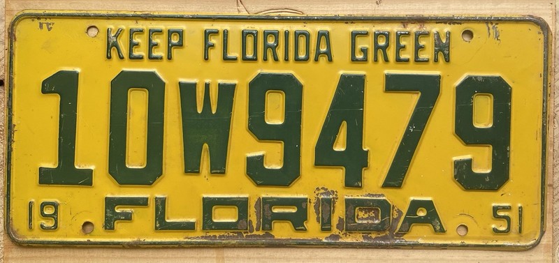 1951 Florida License Plate