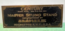 GRAFLEX Century Master Studio Stand brass nameplate vintage antique