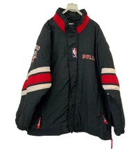 Vtg Starter Chicago Bulls NBA Jacket XL Black Red Pullover Puffer 90s Korea 158