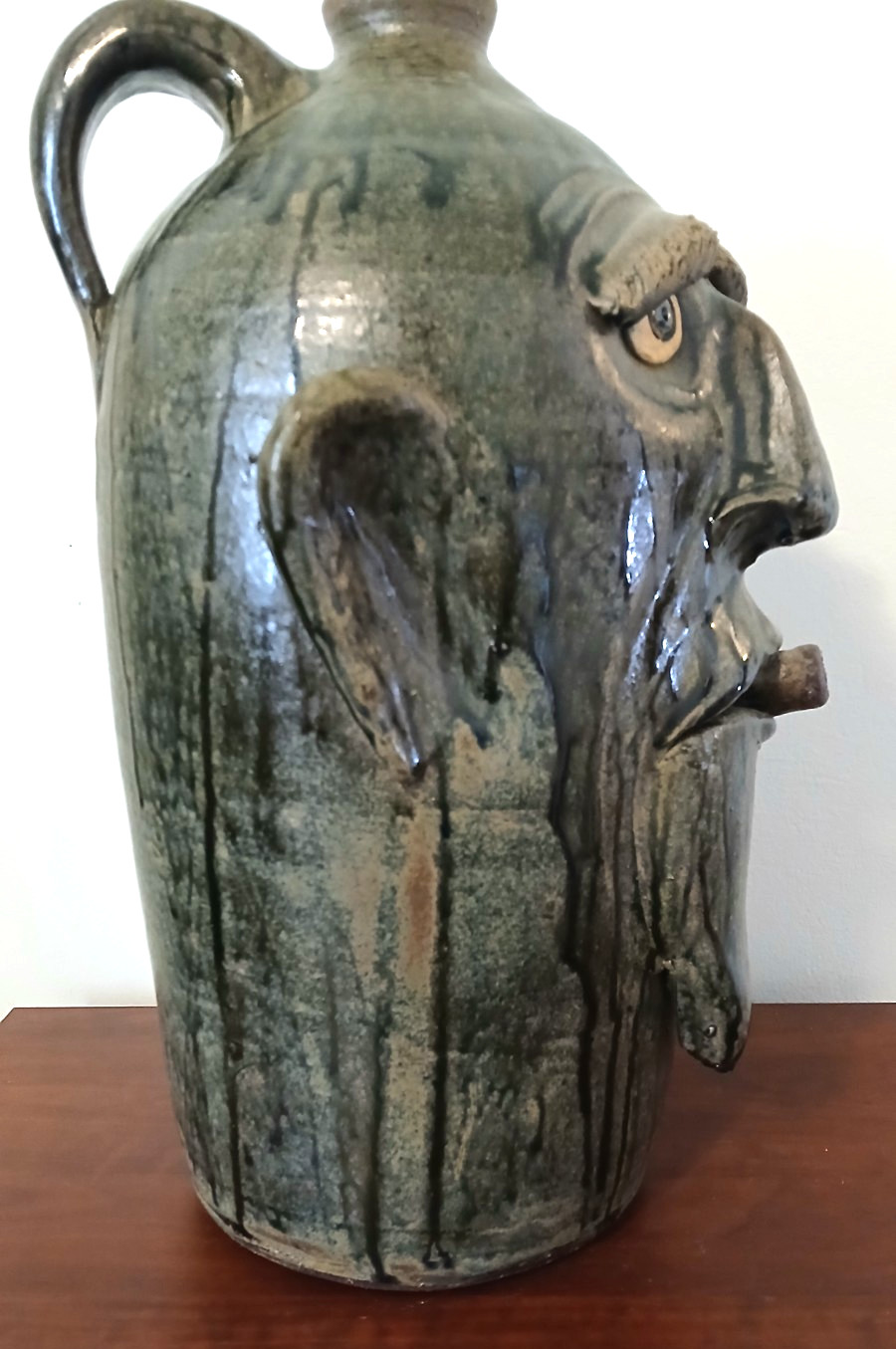 Dal Burtchaell "Ugly Face" Cigar Smoker with Patina Drip Glaze