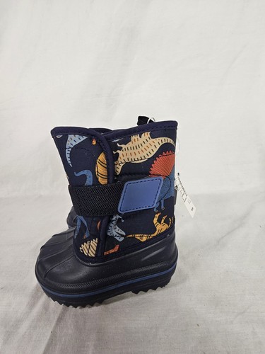 The Childrens Place Snow Boots Boy Size 4 Blue Kids Dinosaurs NWT - Picture 2 of 6