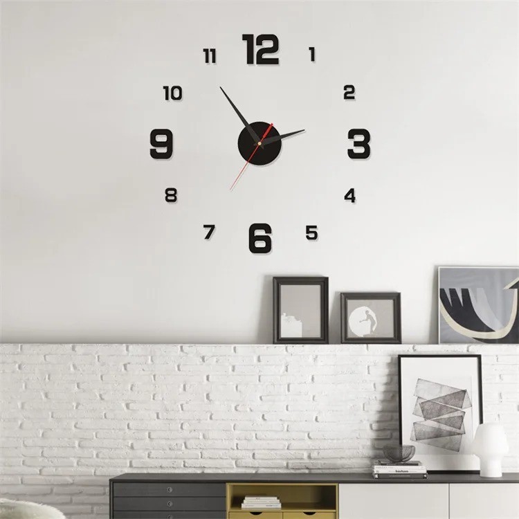 3D DIY Wall Clock Large Mirror Sticker, Frameless Modern Home Decor | eBay