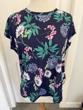LADIES BONMARCHE NAVY FLORAL CAP SLEEVE TOP SIZE 14