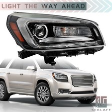 For Gmc Acadia 2013-2016 Wled Tube Halogen Headlight Headlamp Black Right Side