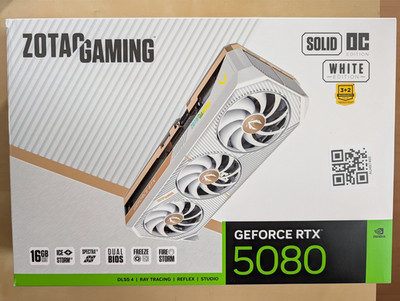 ZOTAC GAMING GeForce RTX 5080 SOLID OC White 16GB GDDR7 Grafikkarte 3x DP, 1x...