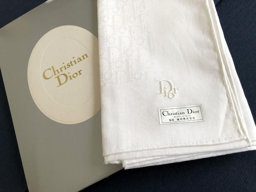 クリスチャンディオールトロッター柄ハンカチーフ Christian Dior Trotter Pattern Woven Handkerchief with Embroidered