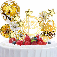 Cake Topper Decoration Set Acrylic Glitter Happy Birthday Cake Topper with Co...