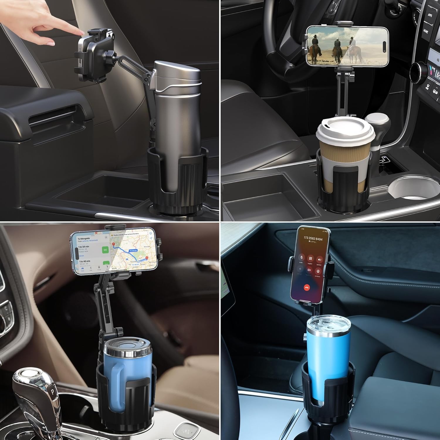Car Cup Holder Phone Mount Universal Auto Cell Phone Stand With Drink Expand