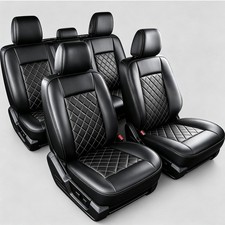 5-seat Covers Front Rear For 2009-2027 Ford F-150 Crewcab Waterproof White Lines