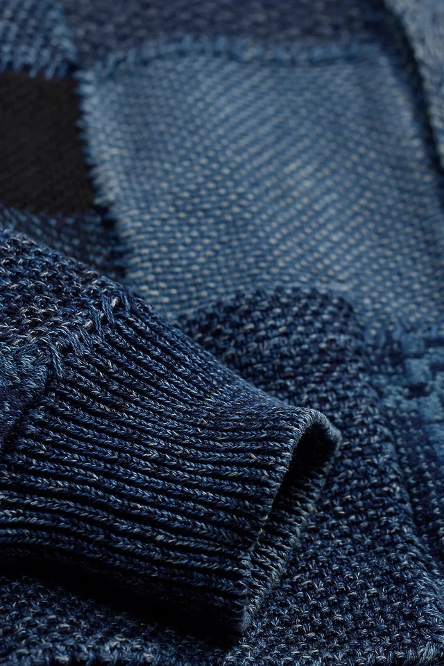 Cardigã RRL Ralph Lauren algodão índigo linho patchwork - HOMENS - G - Imagem 4 de 4